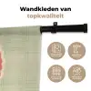 Bloemen - Illustratie - Geruit - Groen Wandkleed katoen klein -sfeer2