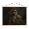 Beer - Bruin - Pak - Hoed textielposter latten blank klein -3d