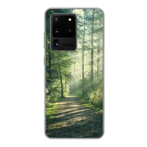 Bos - Pad - Zon - Bomen - Groen - Natuur Telefoonhoesje Samsung Galaxy S20 Ultra klein -3d