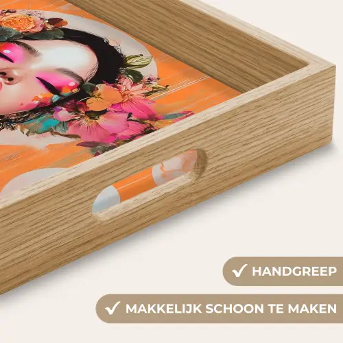 Portret - Vrouw - Abstract - Bloemen Dienblad Rechthoek middel -USP_HandgreepNL