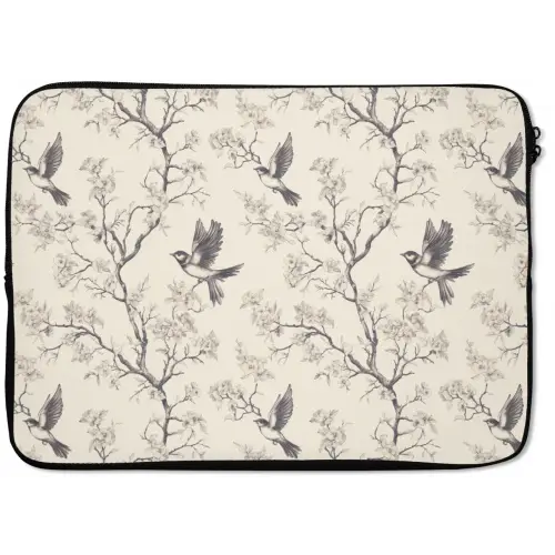 Takken - Vogels - Beige laptophoes neopreen klein 279 -zkaufland3dotto
