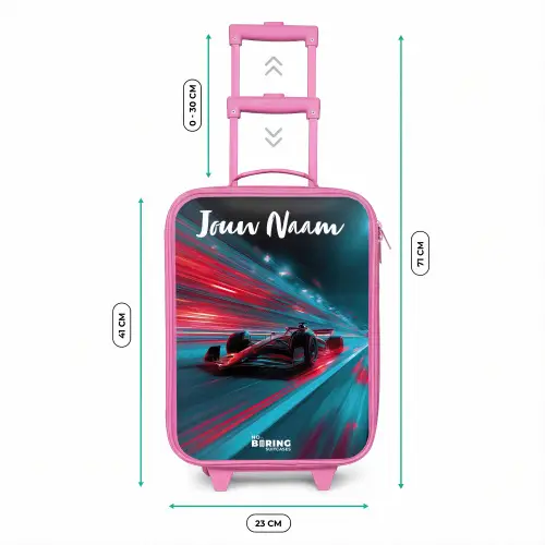 Formule 1 - Raceauto - Rood - Neonverlichting Kinderkoffer - Roze klein -productfoto_formaten