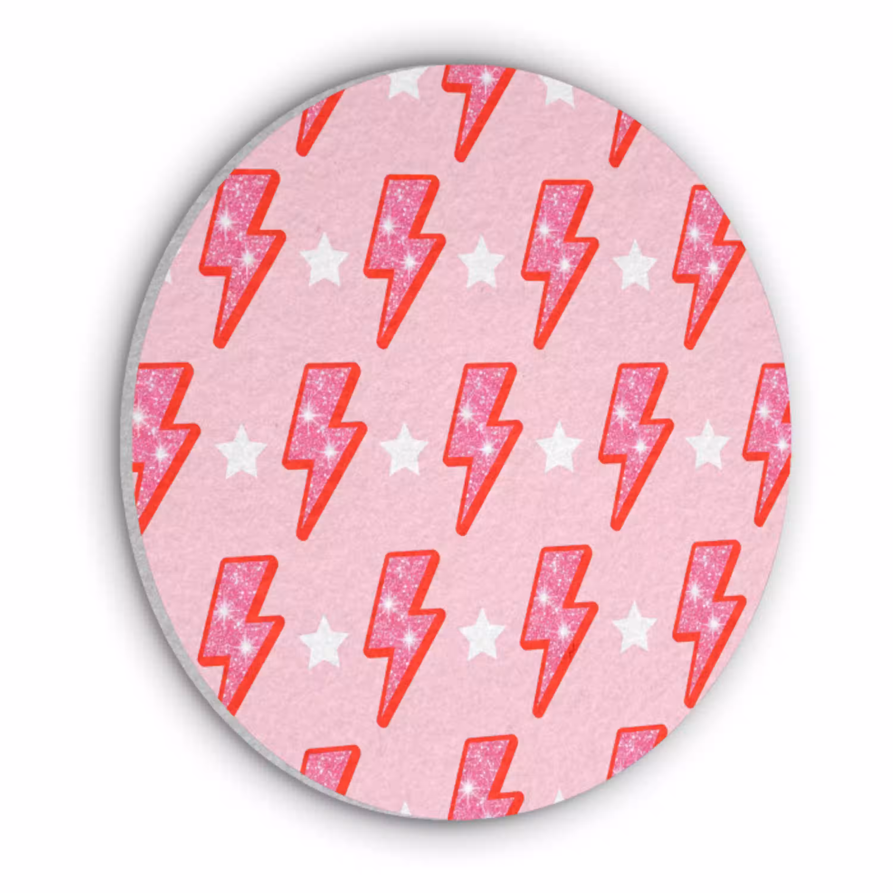 Patroon - Bliksem - Ster - Glitter - Roze Akoestische PET Vilt - Rond klein -3d