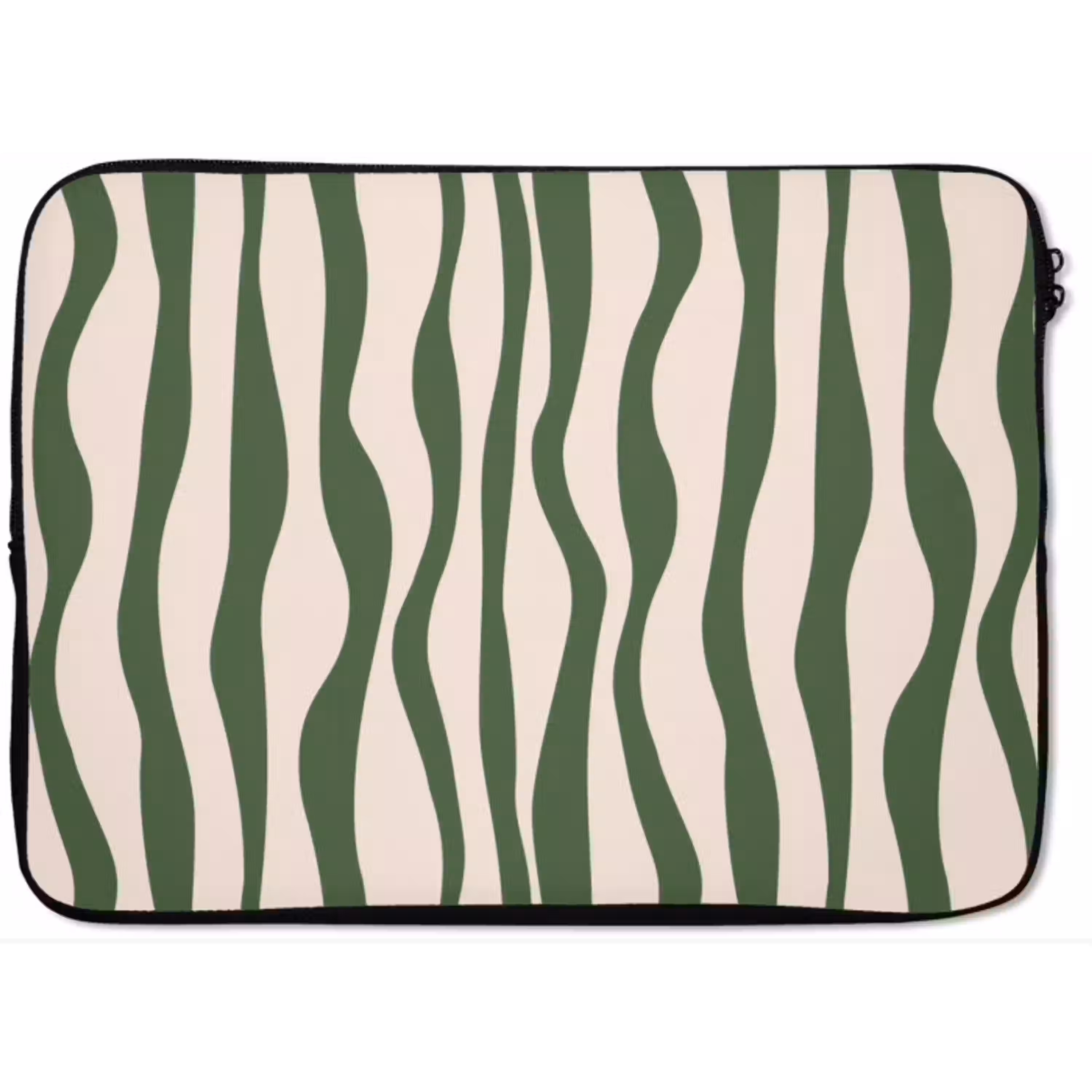 Golvende lijnen - Beige - Groen - Strepen - Abstract laptophoes neopreen klein -zkaufland3dotto