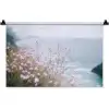 Klif - Bloemen - Zee - Roze Wandkleed katoen klein -zz3d