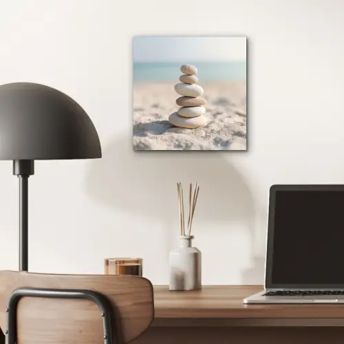 Stenen - Stapel - Zand - Zee aluminium wit klein -sfeer5