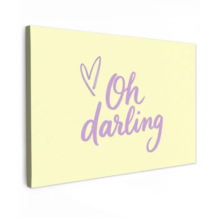 Oh darling - Geel - Hart canvas 2cm klein -z3d