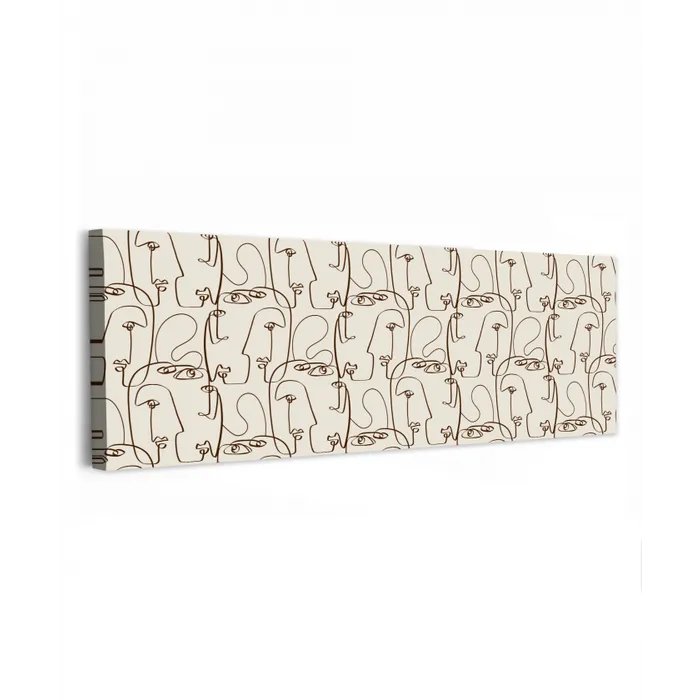 Beige - Gezicht - Lijnen - Bruin canvas 2cm klein 828 -z3d