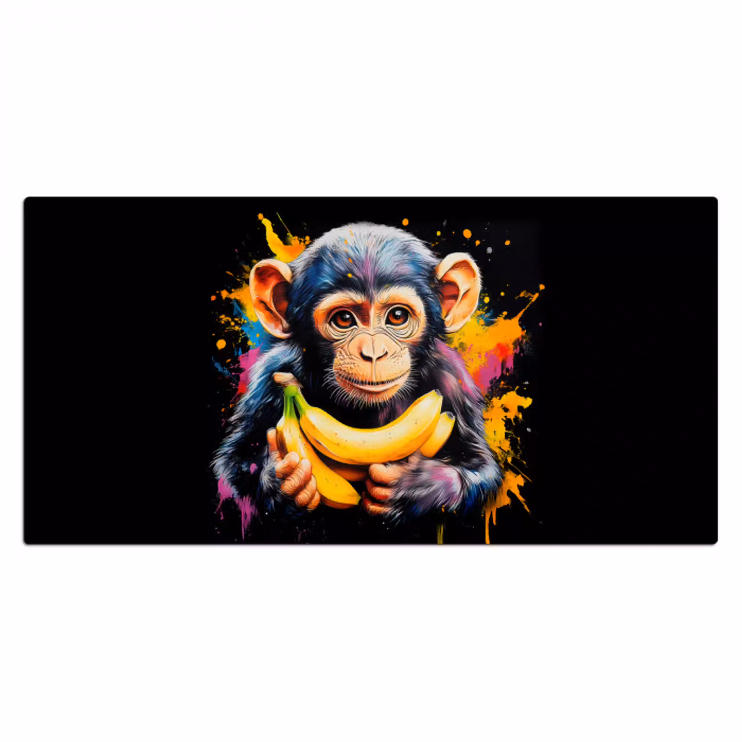 Aap - Graffiti - Kleurrijk - Bananen - Modern Muismat XXL klein -3d_leeg