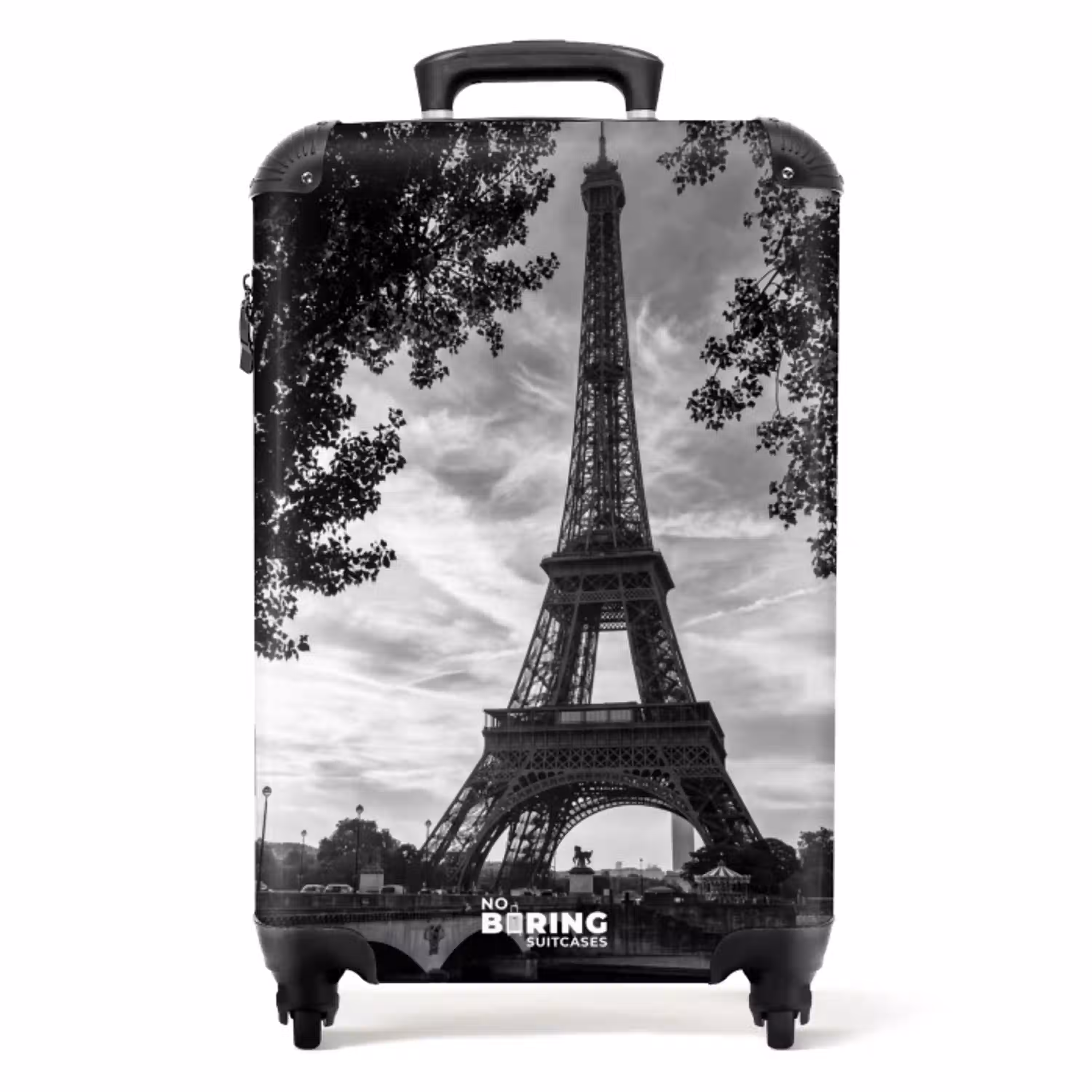 Eiffeltoren - Parijs - Rivier - Architectuur - Zwart-wit NBS - Handbagage koffer - Volwassenen Unisex middel -productfoto_recht