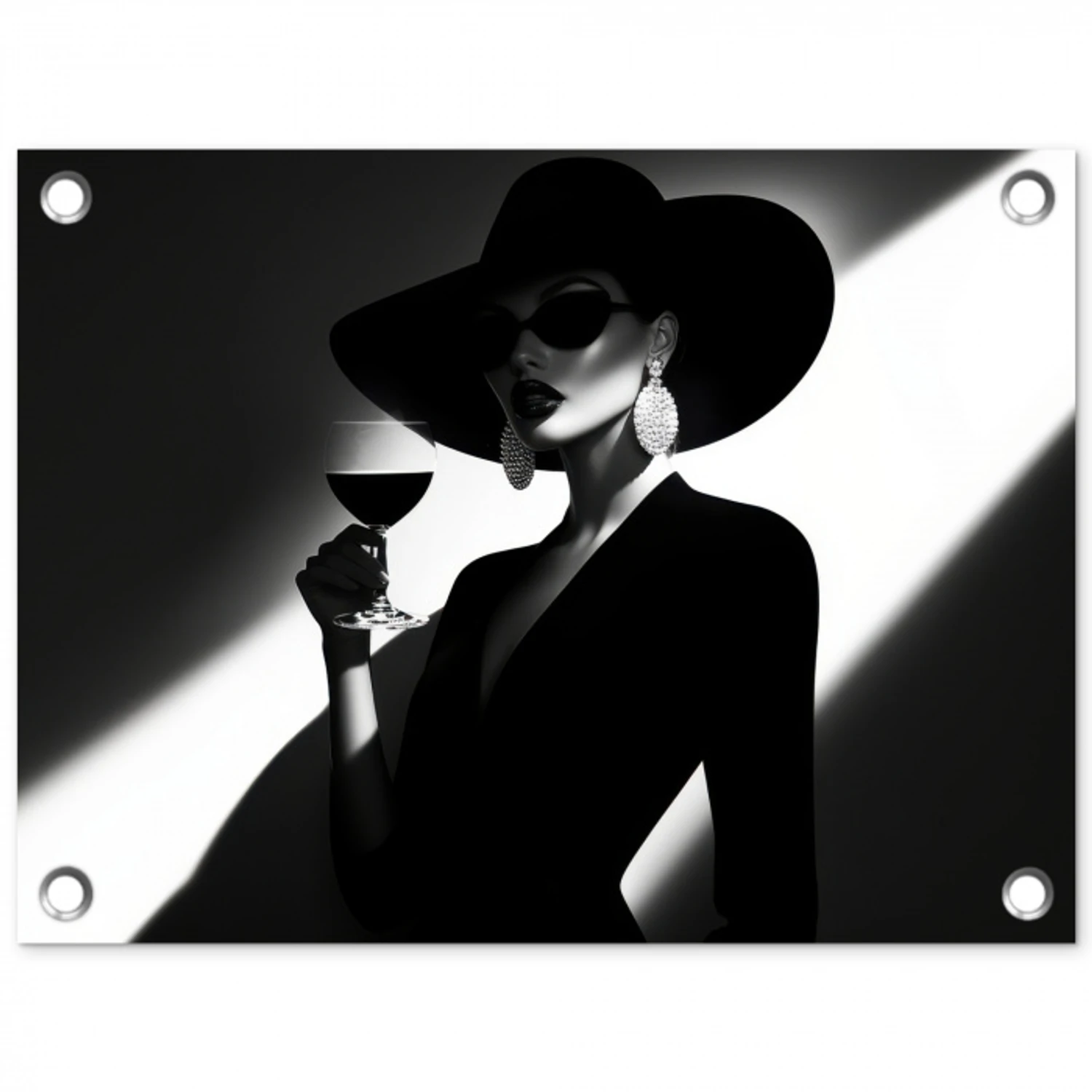 Vrouw - Wijn - Chic tuinposter los doek klein -3d