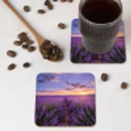 Lavendel - Veld - Natuur - Paars onderzetter kurk middel -sfeer2