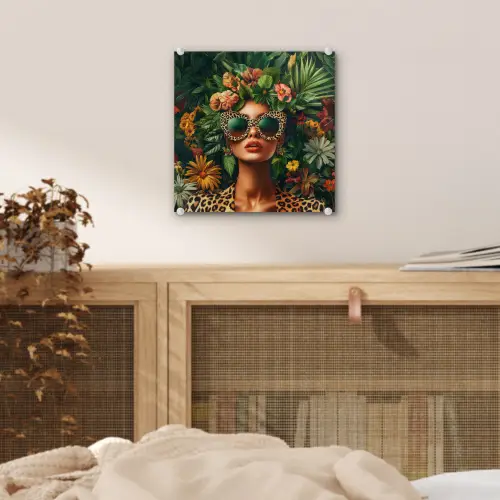 Vrouw - Panterprint - Jungle - Natuur - Luxe plexiglas 5mm klein -sfeer4