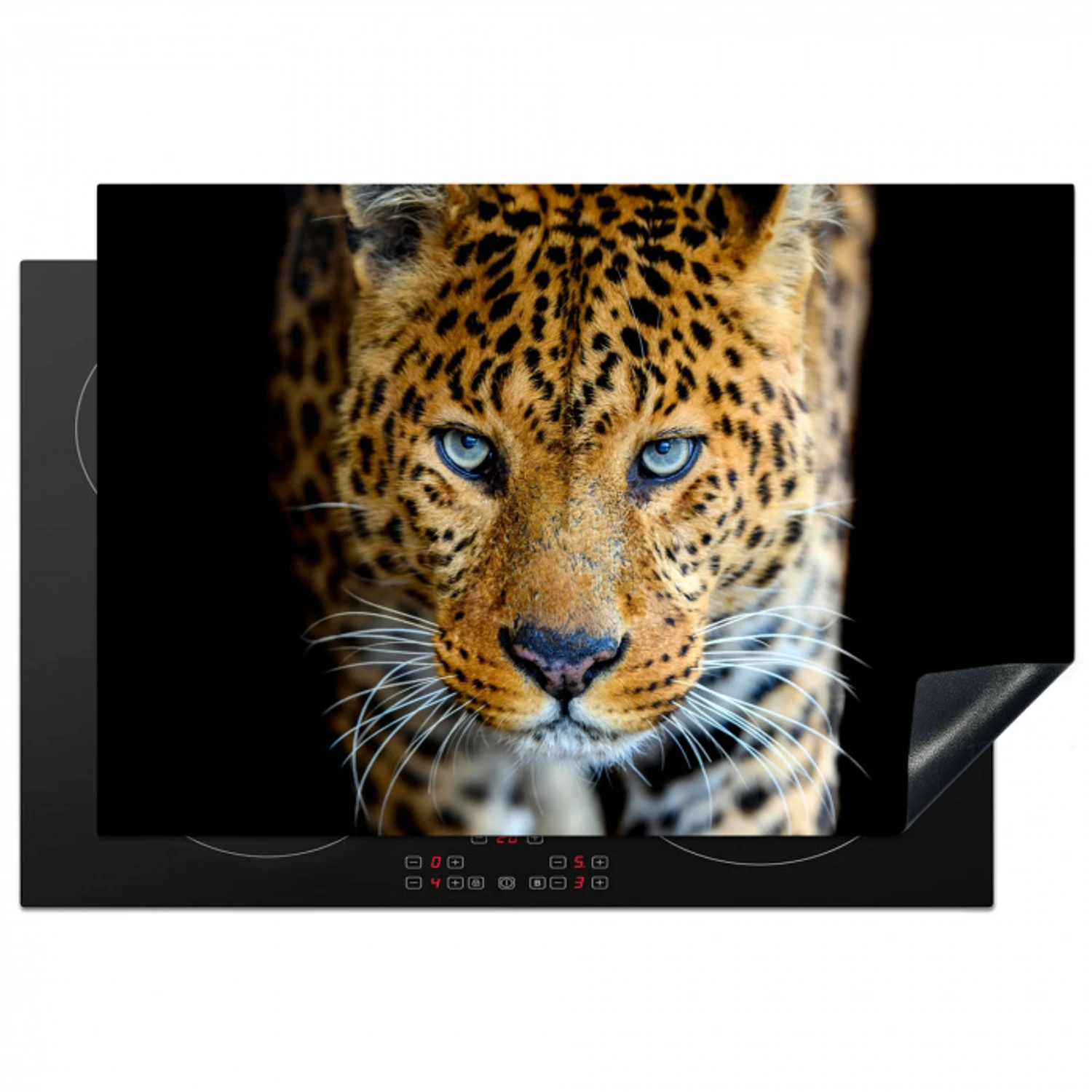Luipaard - Dieren - Portret - Wilde dieren - Zwart Inductie beschermer vinyl 3mm klein -3d