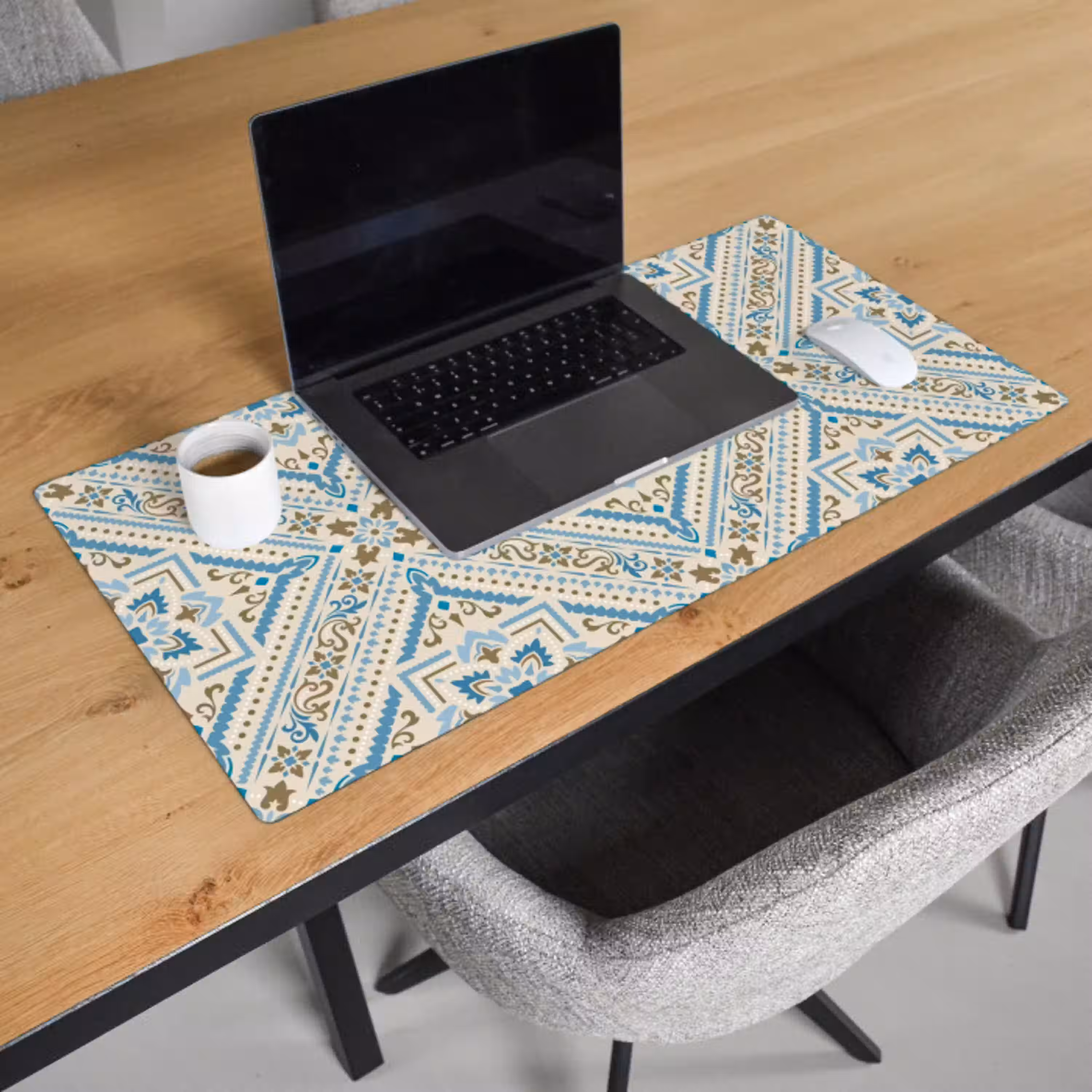 Perzisch Tapijt - Vloerkleed - Patronen - Blauw Muismat XXL klein -sfeer1