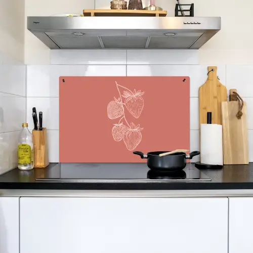 Minimalistisch - Illustratie - Aardbei - Tak Inductie beschemer met haakjes klein -sfeer2