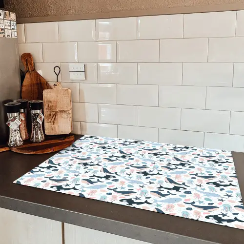 Klein - Oceaan - Walvissen - Octopus Inductie beschermer vinyl 3mm klein 276 -sfeer3