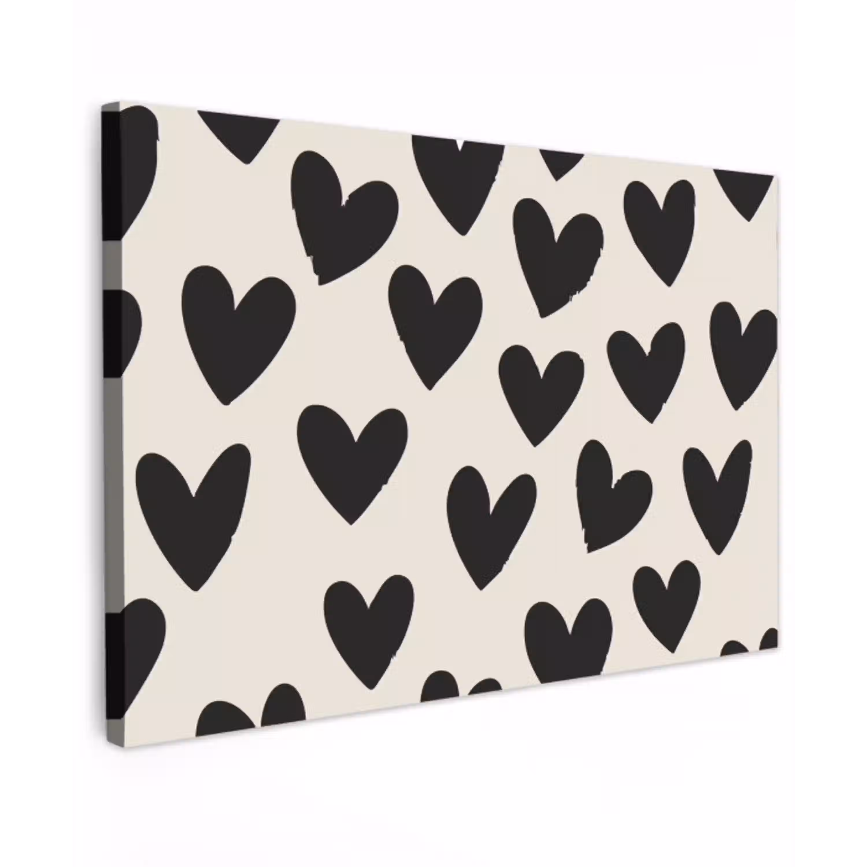 Hartjes - Zwart - Beige canvas 2cm klein -z3d