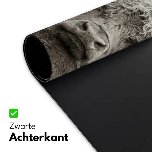 Schotse hooglander - Zwart - Wit - Hout Muismat XXL klein -sfeer2