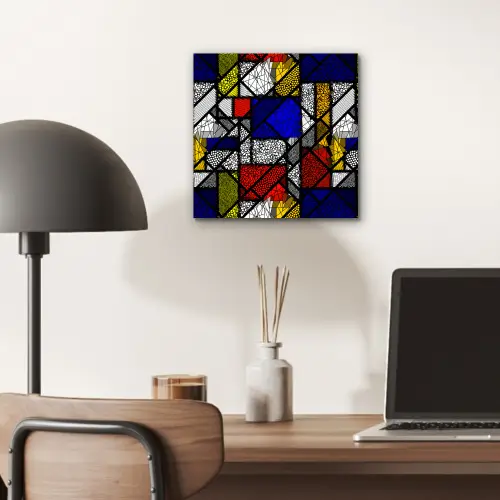 Mondriaan - Glas in lood - Oude Meesters - Kunstwerk - Abstract - Schilderij aluminium wit klein -sfeer5