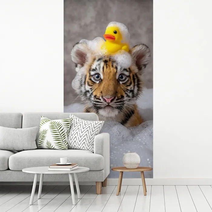 Welpje - Bad - Geel fotobehang vinyl groot -woonkamer