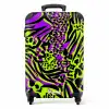 Wilde dierenprint in paars, limoengroen en zwart NBS - Handbagage koffer - Kinderen Unisex middel -productfoto_recht