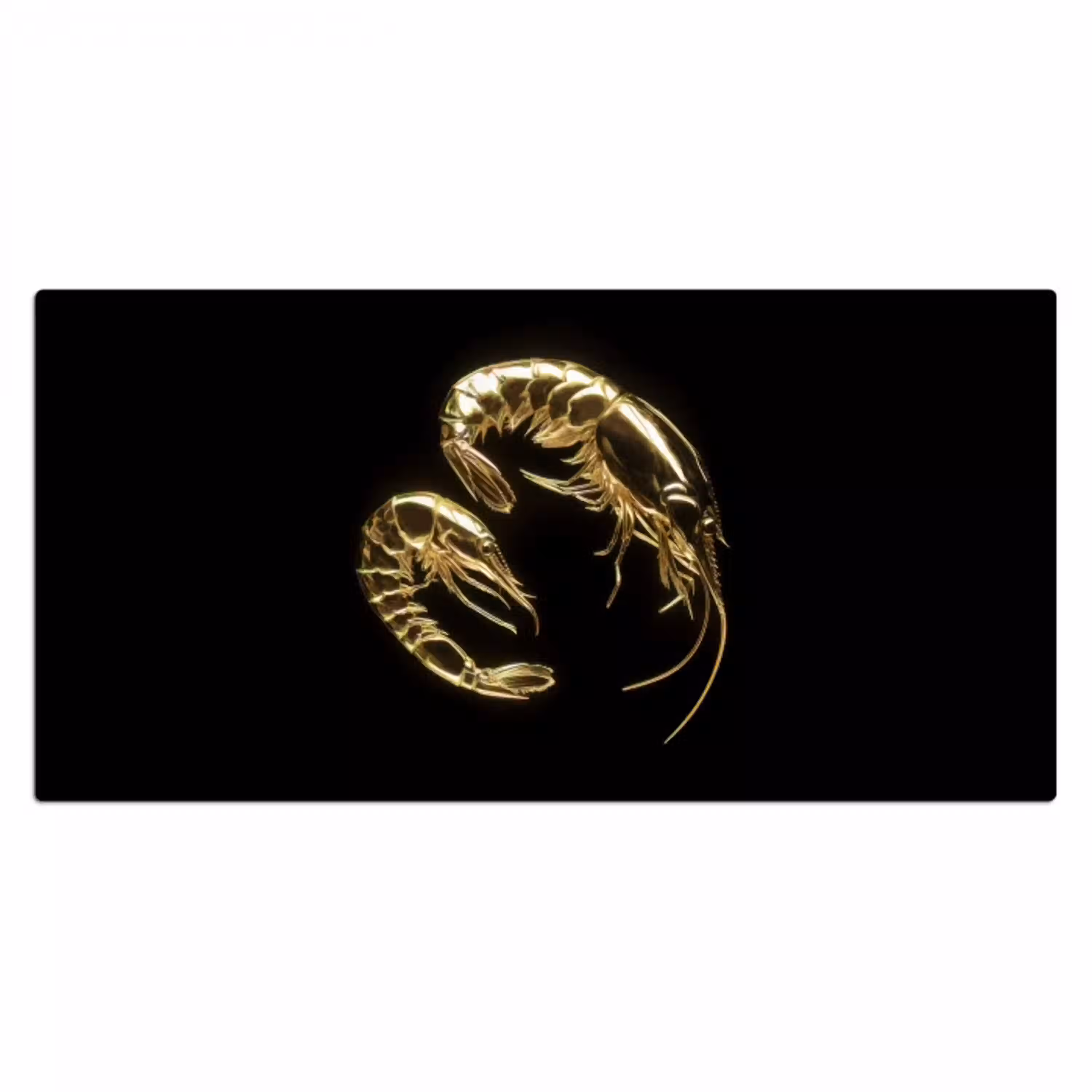 Garnalen - Zwart - Goud - Dieren Muismat XXL klein -3d_leeg