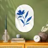 Bloem - Blaadjes - Minimalistisch - Blauw Wandcirkel Ovaal Forex klein -sfeer2