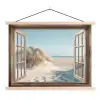 Doorkijk - Helmgras - Duinen - Zee - Landschap textielposter latten blank klein -3d