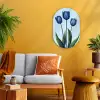 Tulpen - Blauw - Bladeren Wandcirkel Ovaal Forex klein -sfeer4