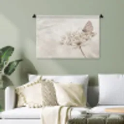 Vlinder - Bloem -Natuur - Beige Wandkleed katoen klein -sfeer7