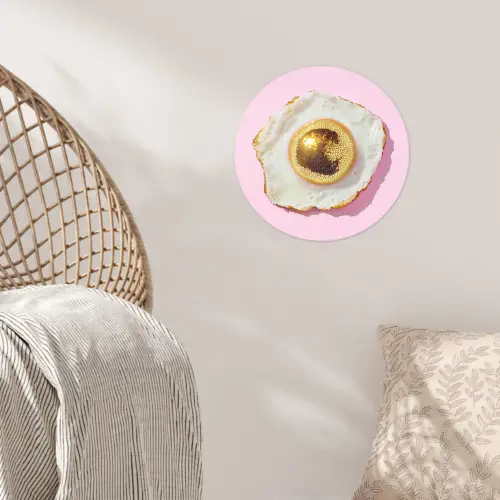 Ei - Disco - Ontbijt - Glitter Wandcirkel behangsticker klein -sfeer4