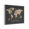 Wereldkaart - Beige - Zwart PET vilt klein -3d