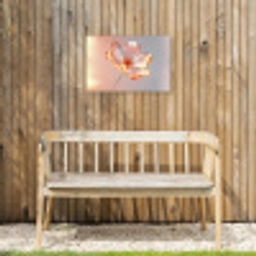 Glazen - Bloem - Roze Tuinposter op houten frame 2 cm dik klein -sfeer4