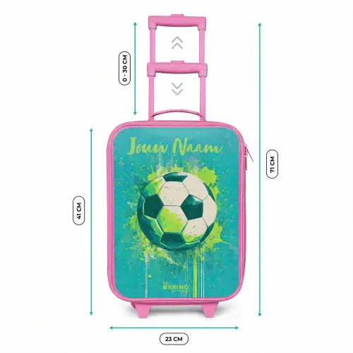 Voetbalvibes - Verfspatten - Groen - Blauw Kinderkoffer - Roze klein -productfoto_formaten