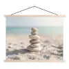 Stenen - Stapel - Zand - Zee textielposter latten blank klein -3d