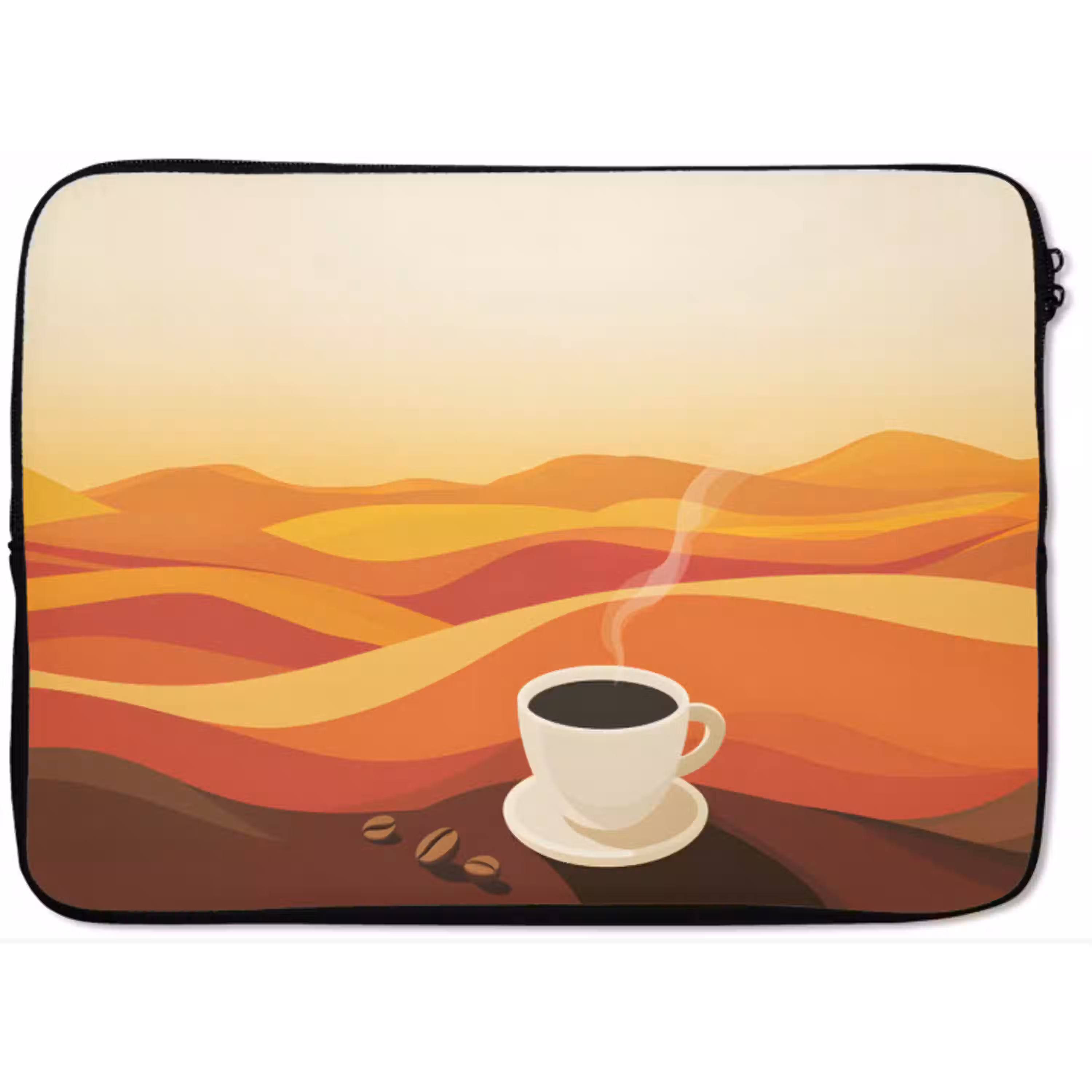 Koffie - Landschap - Oranje - Koffiebonen laptophoes neopreen klein -zkaufland3dotto