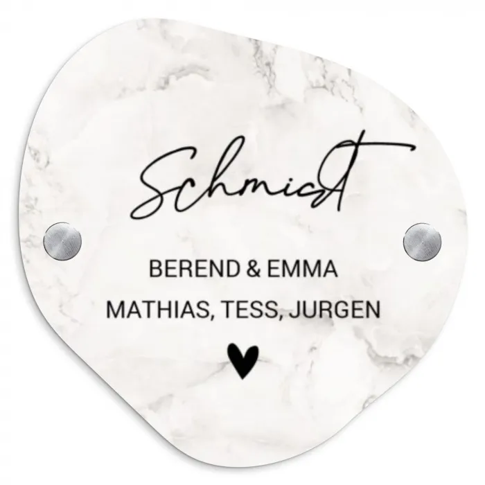 Wit marmer - Sierlijk Naambord Organisch middel -3d