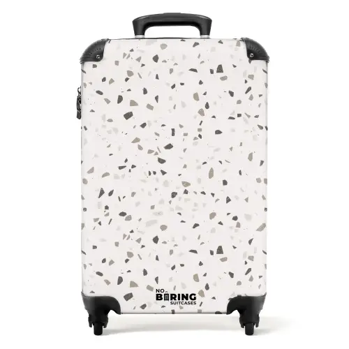 Terrazzo patroon veelkleurig grijs NBS - Handbagage koffer - Kinderen Unisex middel -productfoto_recht
