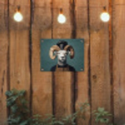 Geit - Hoorns - Kokskleding tuinposter los doek klein -sfeer1