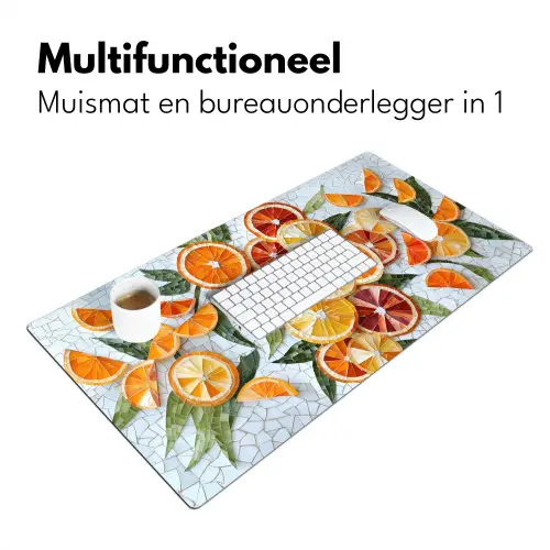 Schijfjes - Fruit - Oranje - Mozaïek Muismat XXL klein -sfeer4
