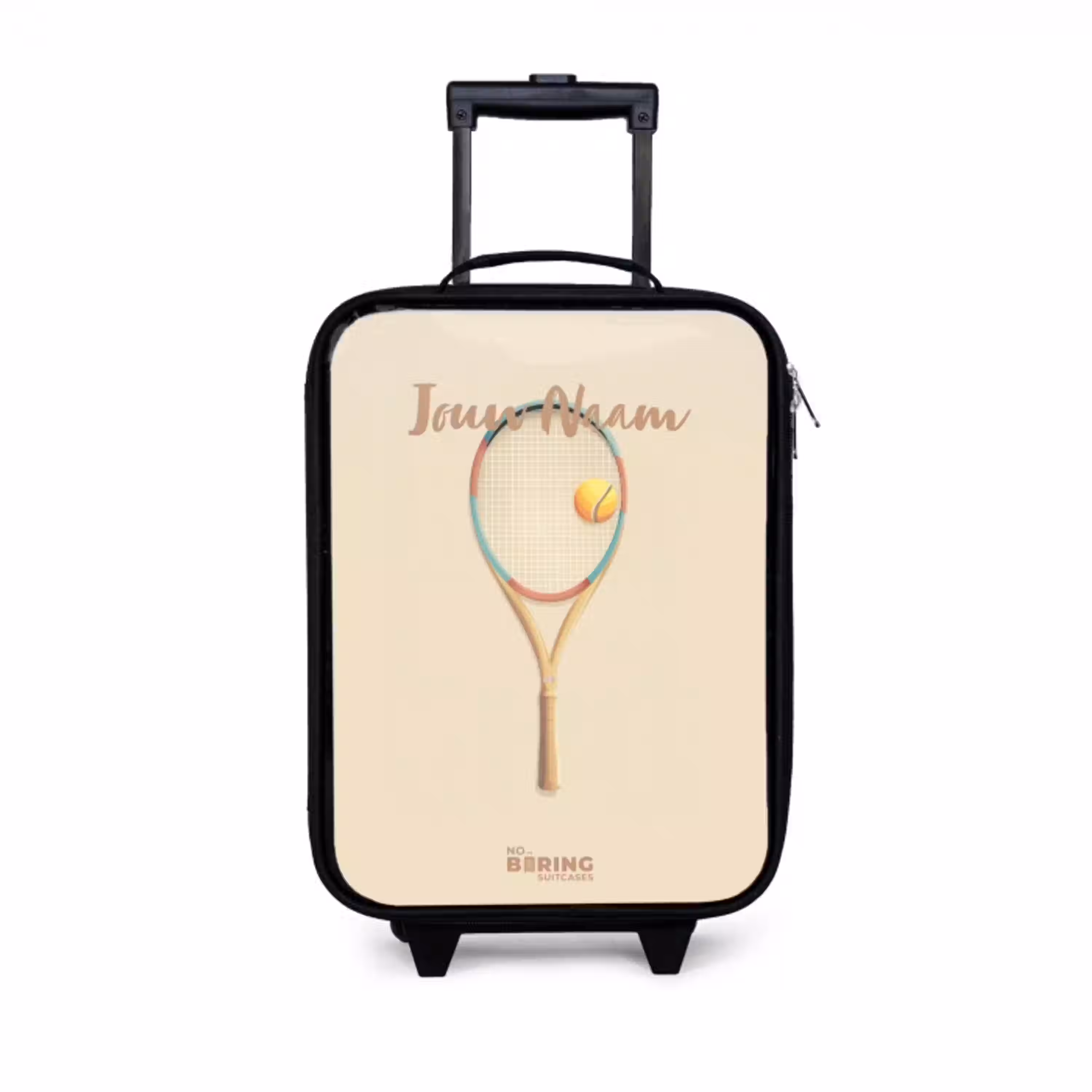 Een tennisracket in beige tinten Kinderkoffer - Zwart klein -3d