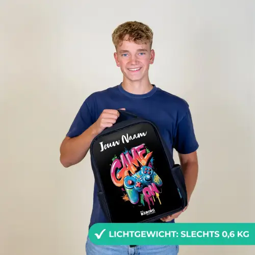 Controller - Game - Graffiti - Tekst Rugzak - Zwart middel -sfeer7_NL