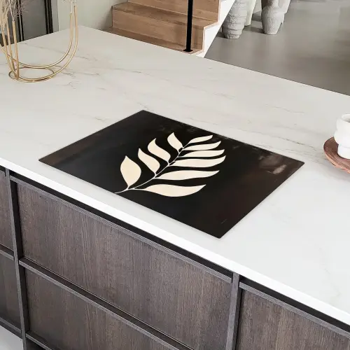 Blad - Wit - Minimalistisch Inductie beschermer vinyl 3mm klein -sfeer8