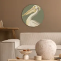 Pelikaan - Wit - Vogel - Klassiek - Natuur Akoestische PET Vilt - Rond klein -sfeer1