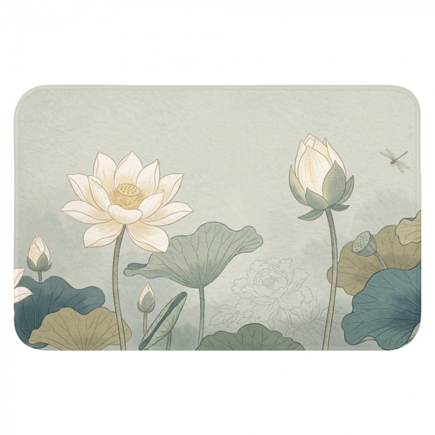 Lotus - Bloemen - Groen Badmat klein -3d