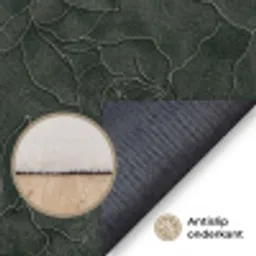Bloemen - Lijnen - Groen Vloerkleed Rechthoek klein 1091 -uniquesellingpoint_antislip_NL_DE