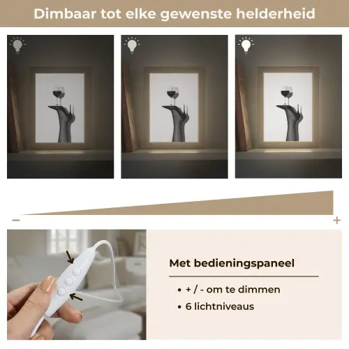 Hak - Wijn - Minimalistisch - Zwart Light Box met kabel (Tafellamp) klein -USP_dimbaarNL