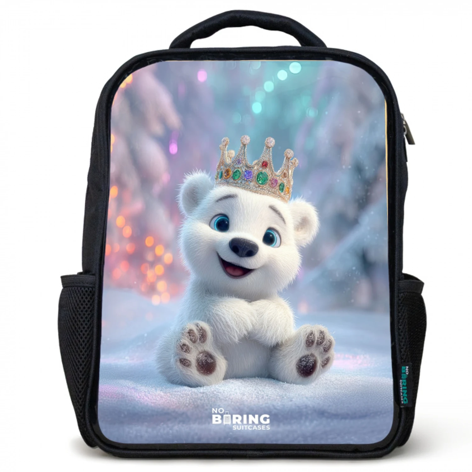 IJsbeer - Kroon - Winter Rugzak - Zwart middel -3d