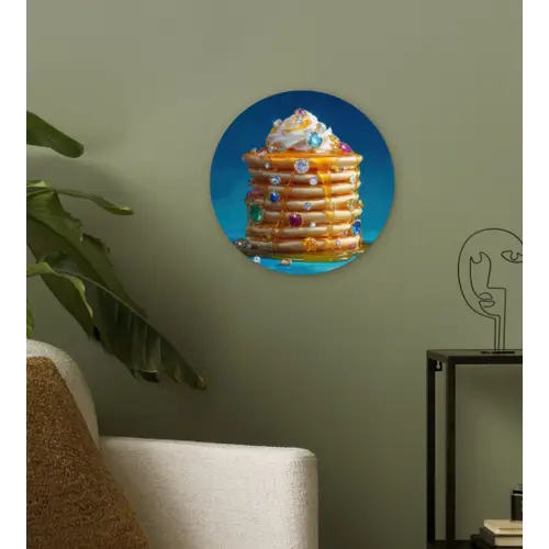 Pannenkoeken - Steentjes - Glitter - Slagroom Wandcirkel plexiglas klein -sfeer3